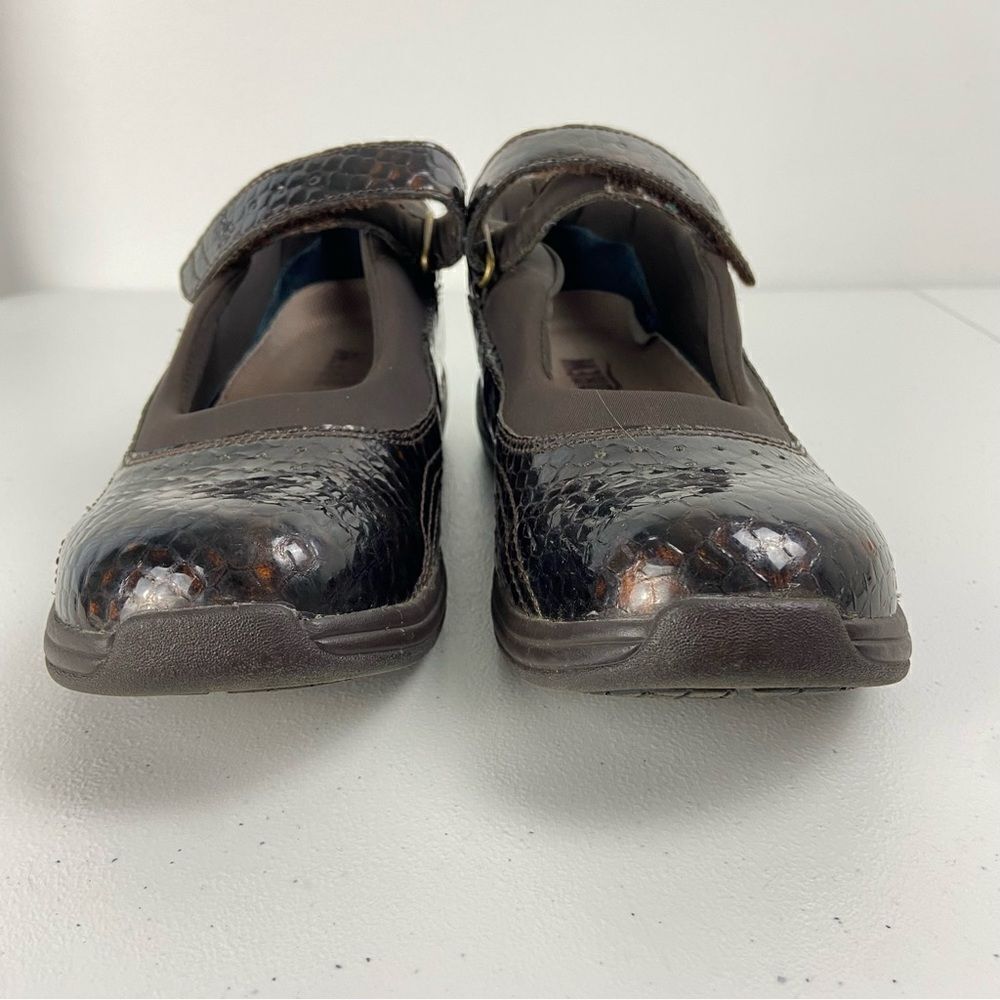 Drew Rose Womens Brown Snake‎ Print Leather Mary Jane Loafer Shoes Academia Sz 8 - Picture 2 of 12